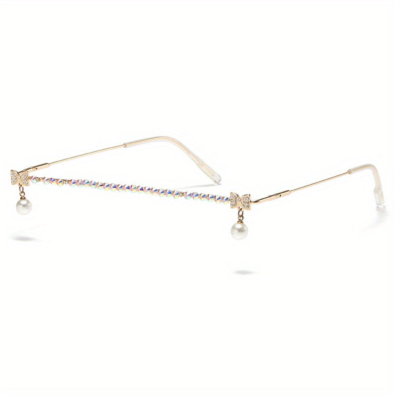Y2K Bow Star Decor Glasses Frame Rhinestone Lensless Decorative Glasses