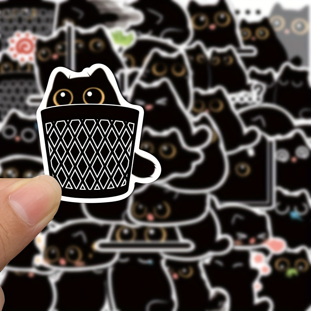 40pcs Cartoon Cat Waterproof Stickers with Playful Expressions