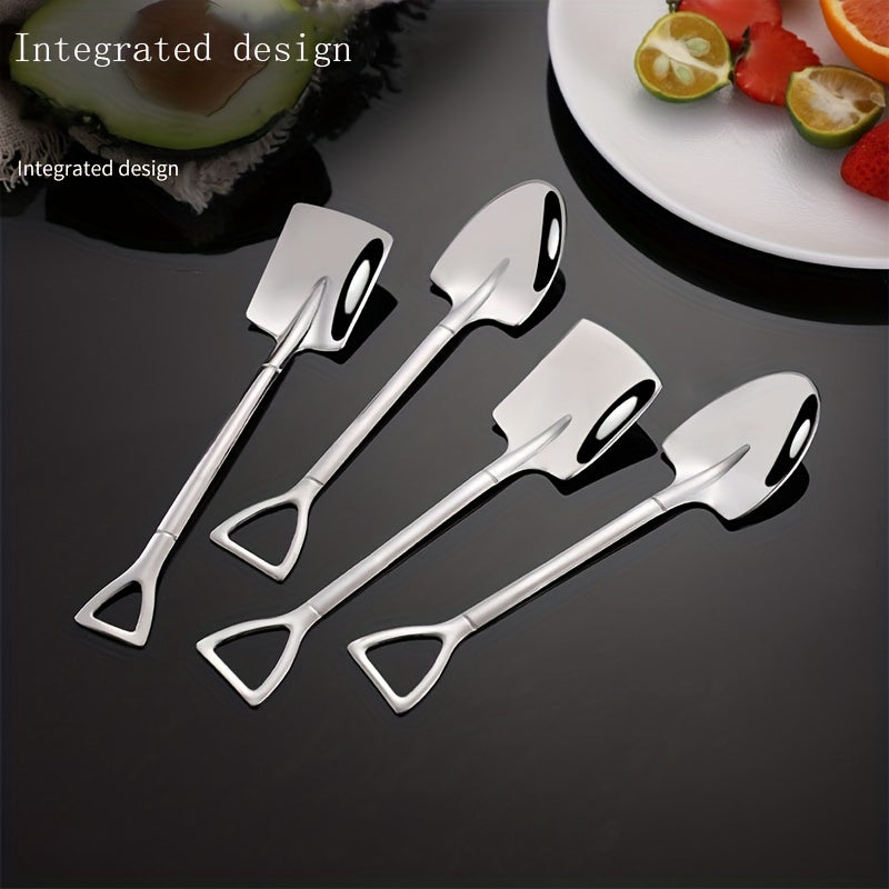 4pcs Stainless Steel Coffee Shovel Spoon Espresso Sugar Ice Cream Dessert Scoop