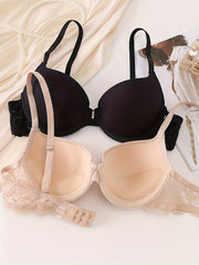 3pcs Lace T Shirt Push Up Bras Breathable Women's Lingerie