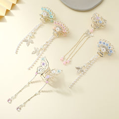 Butterfly Fan Tassel Hair Claw Clip Vintage Style Strong Grip Hair Jaw Clip