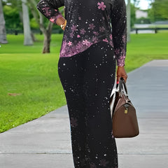  Sakura Print Long Sleeve Top & Pants Set