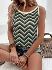 Colorblock Stripe Pattern Cami Top Summer Women's Clothing