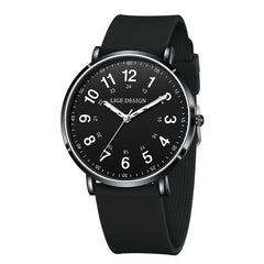 LIGE Quartz Watch Luminous Ultra thin Dial Three pin Silicone Tape Watch