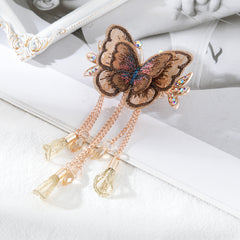 Butterfly & Tassel Hair Clip French Barrette Bridal Wedding Accessory