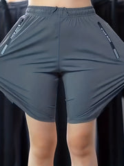Men's Breathable Solid Shorts with Side Pockets Drawstring Elastic Waist