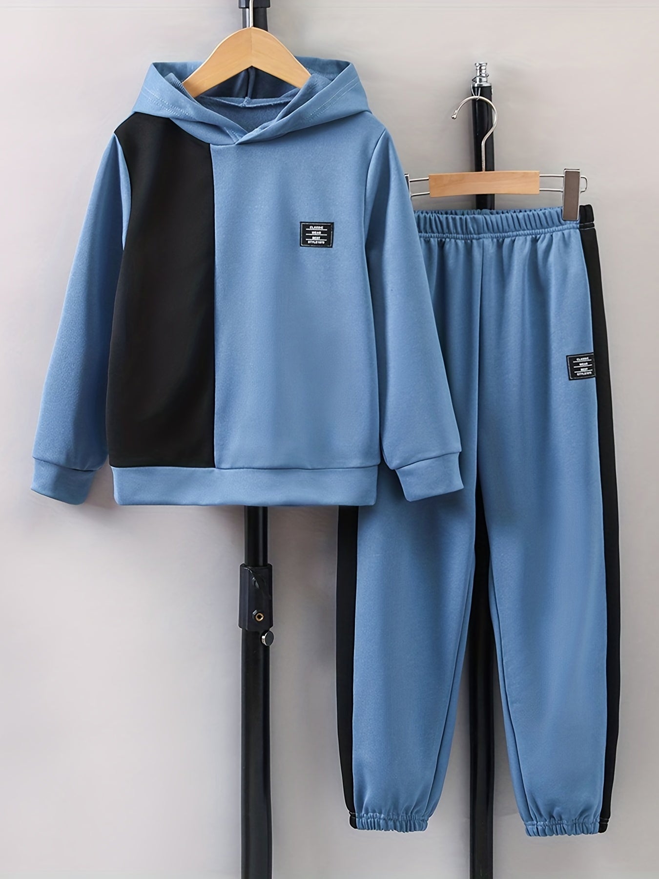 Boy's Clash Hoodie & Sweatpants Set Long Sleeve Top for Spring Fall