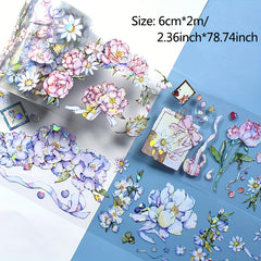 2m Flower Crystal PET Tape Transparent Decorative Stickers Scrapbook