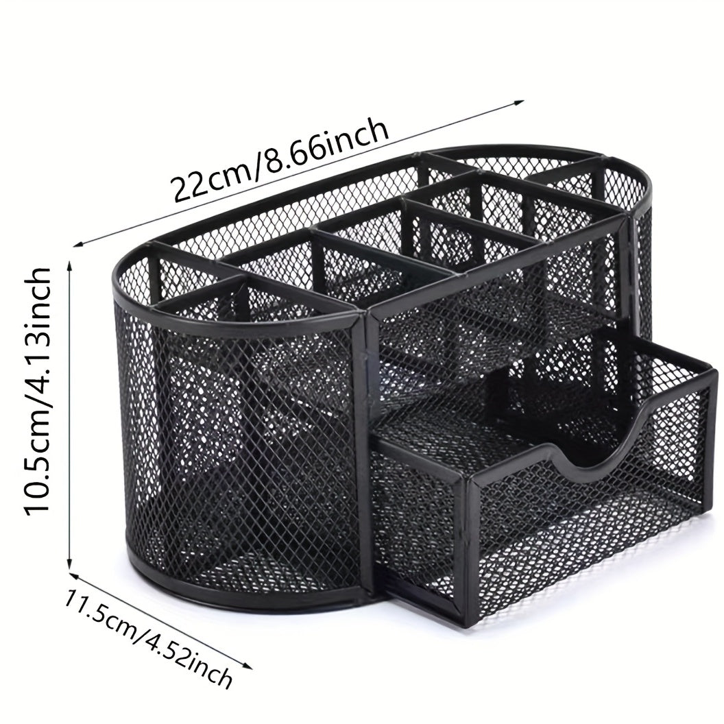 Metal Pen Holder Nine Grid Iron Art Desktop Storage Box