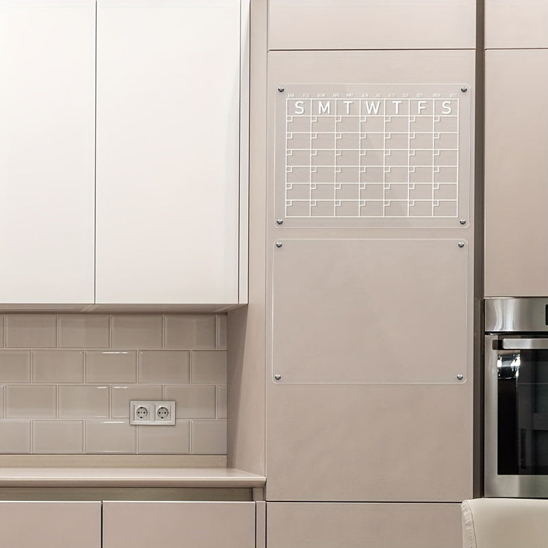 2pcs Acrylic Magnetic Dry Erase Calendar & Blank Board For Fridge