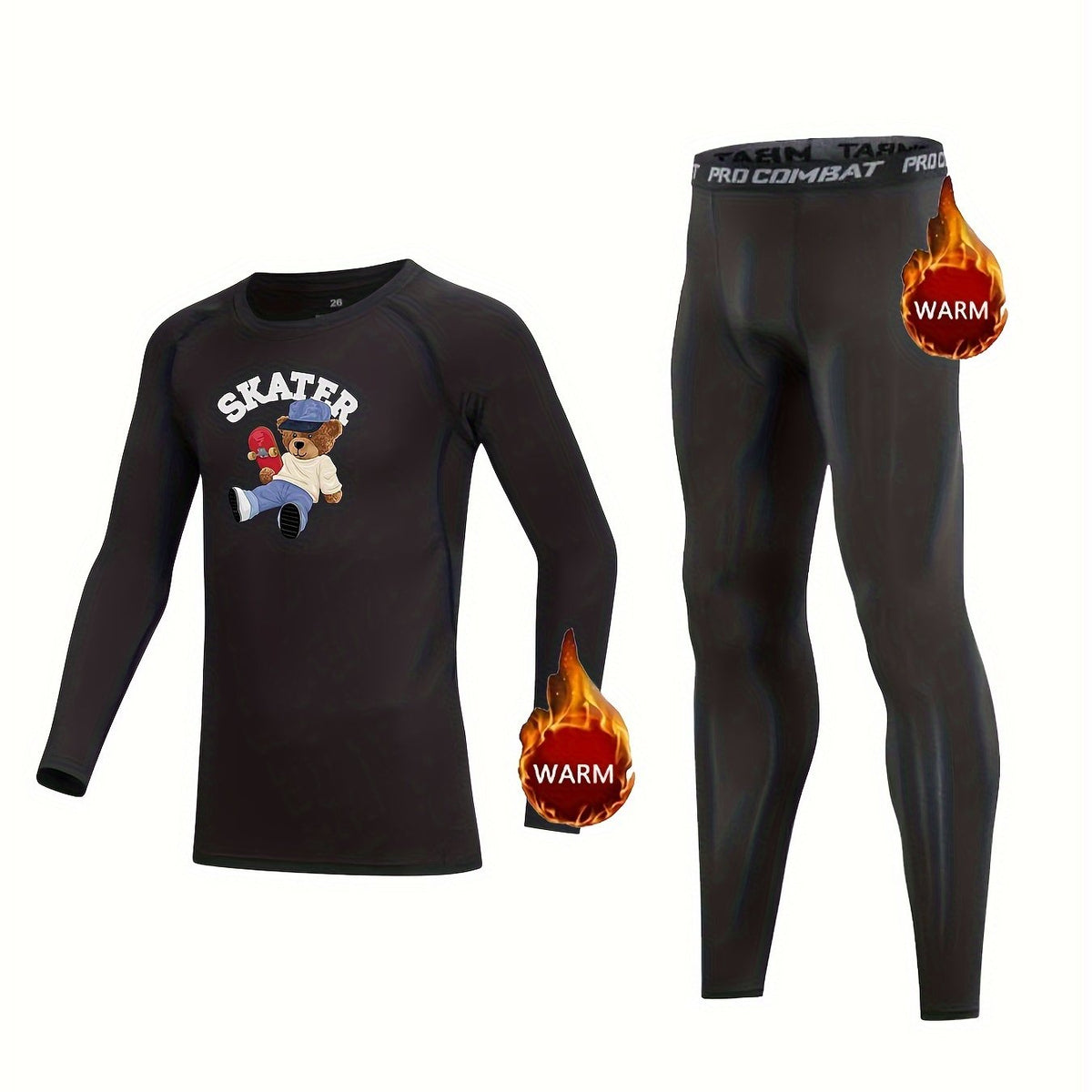 Kids Cartoon Bear Compression Fleece Set