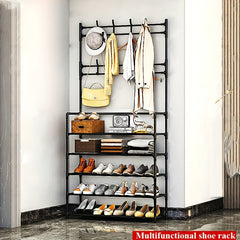 Shoe Storage Rack With Clothes Shelf Vertical Hanging Clothes Stand