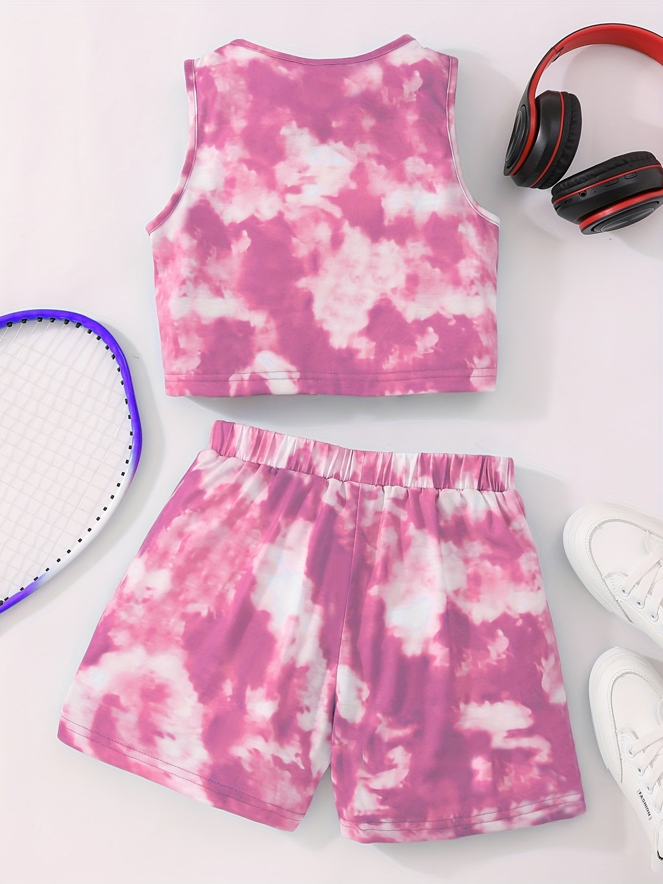 Girls Tie dye Crop Tank Top & Shorts Set Kids Summer Clothes