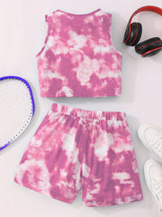 Girls Tie dye Crop Tank Top & Shorts Set Kids Summer Clothes