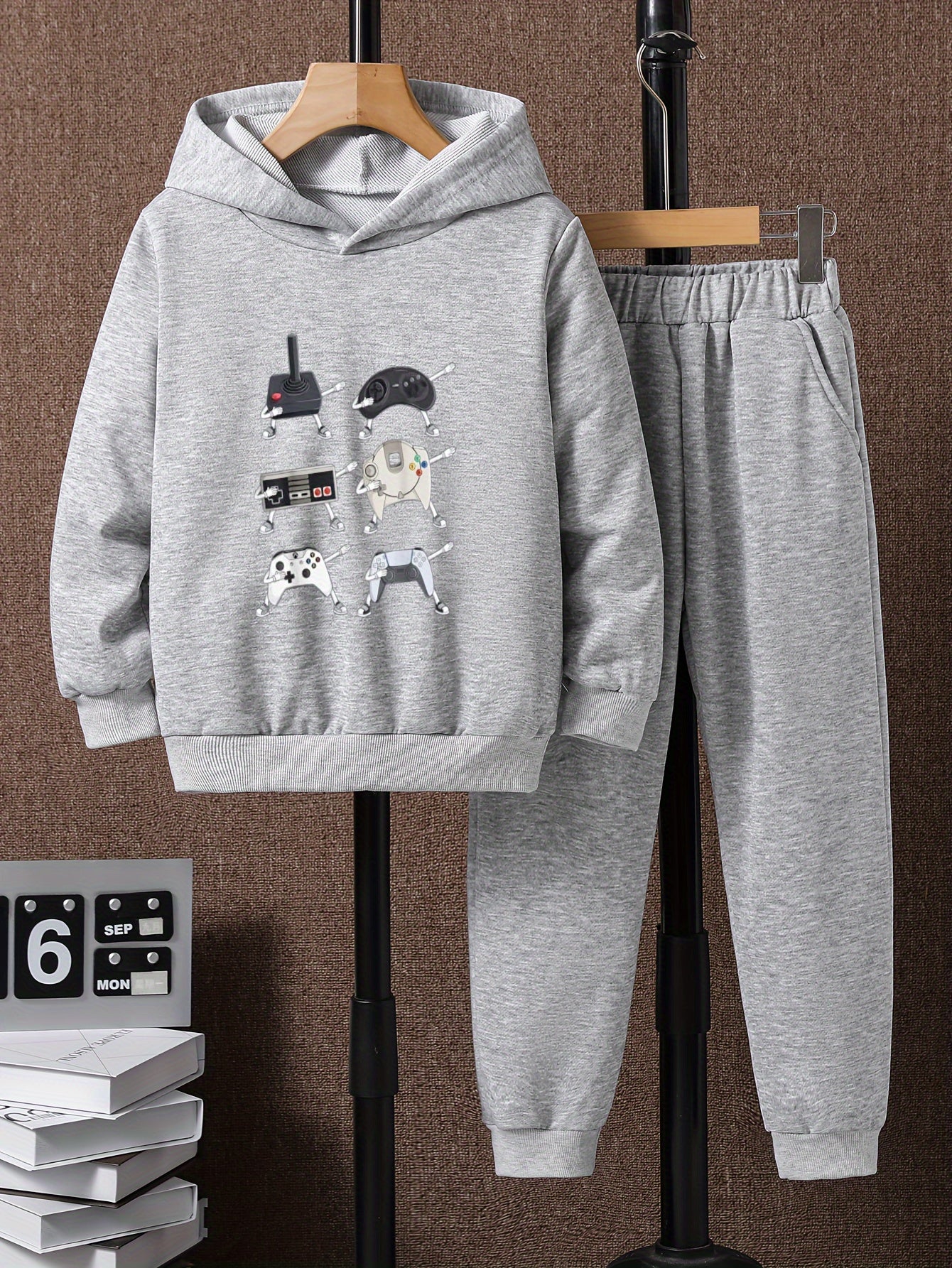Game Controller Print 2pcs Boys Kids Hoodie & Sweatpants Set