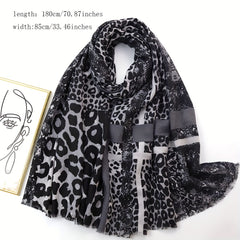 Leopard Print Matching Shawl Thin Breathable Tassel Scarf