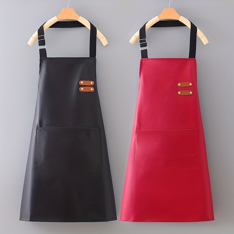 Waterproof Polyester Apron Solid Color Unisex with Pocket
