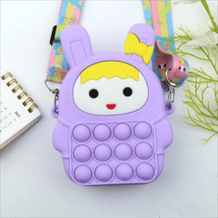 Funny Rabbit Shape Rainbow Crossbody Bag with Colorful Strap