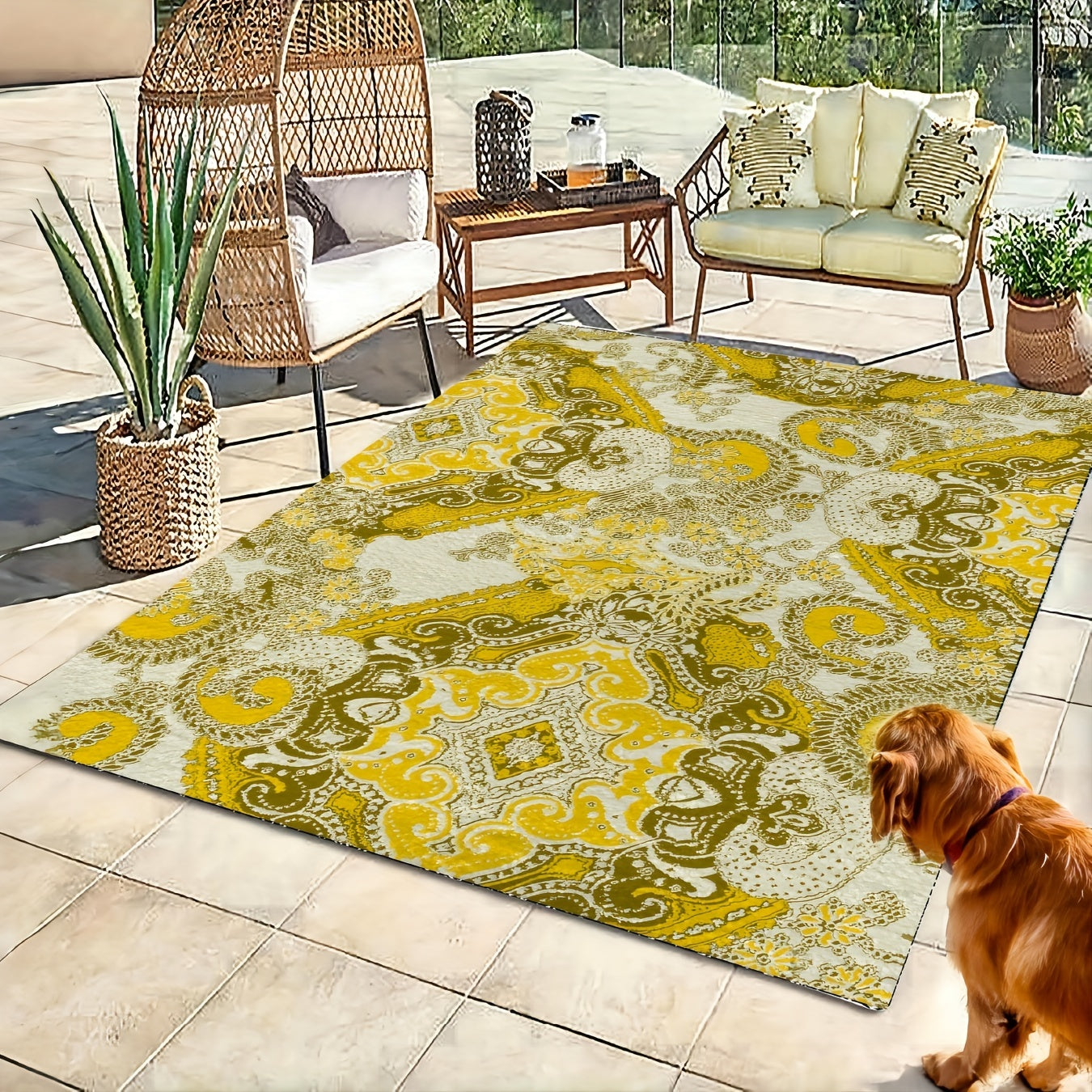 Soft Floral Area Rug with Anti-slip Bottom, Machine Washable