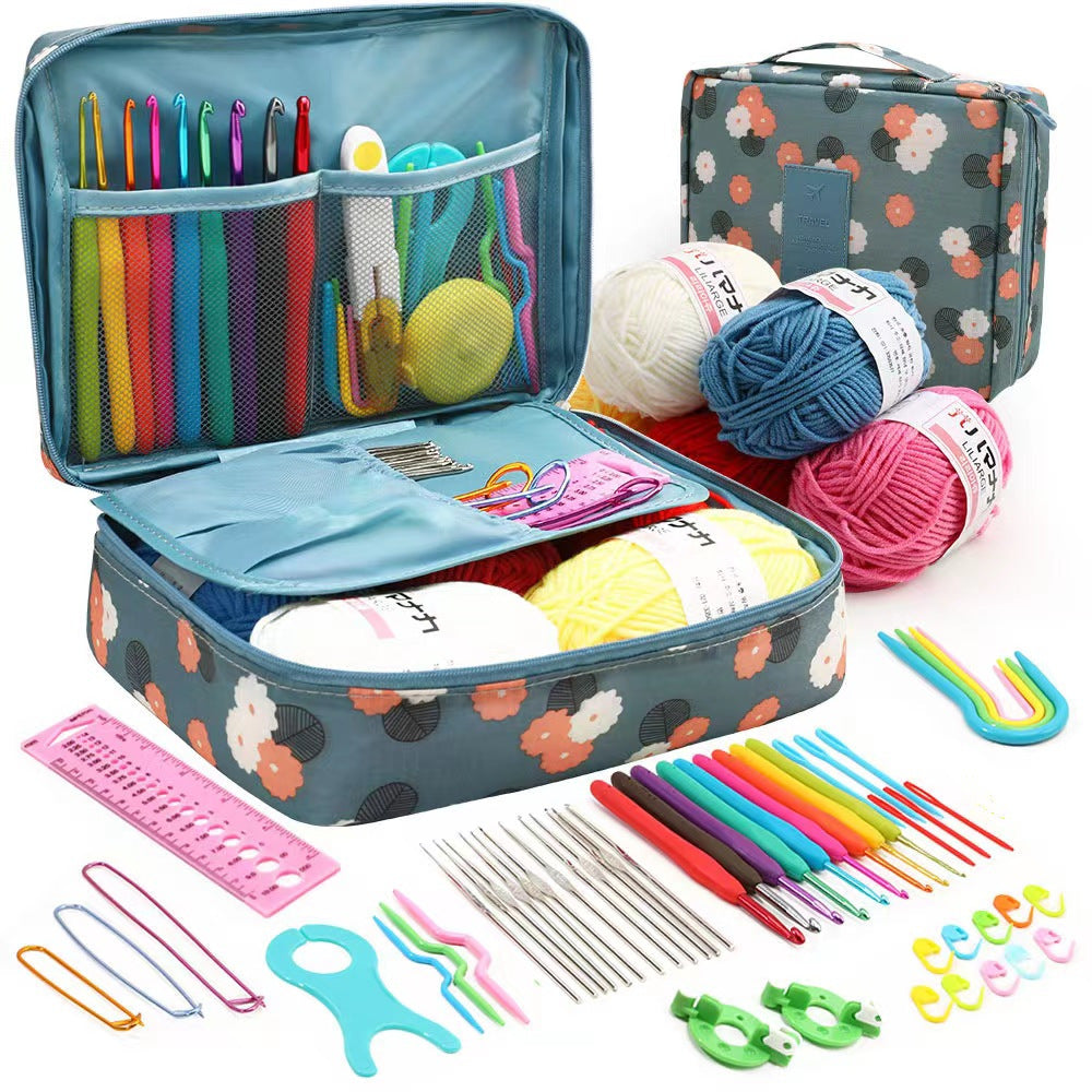 Flowers Printing Storage Bag Crochet Full Set Of Weaving Tools Accessories