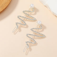 Snake Shaped Pearl Hair Pins Rhinestone Bobby Pin Barrette