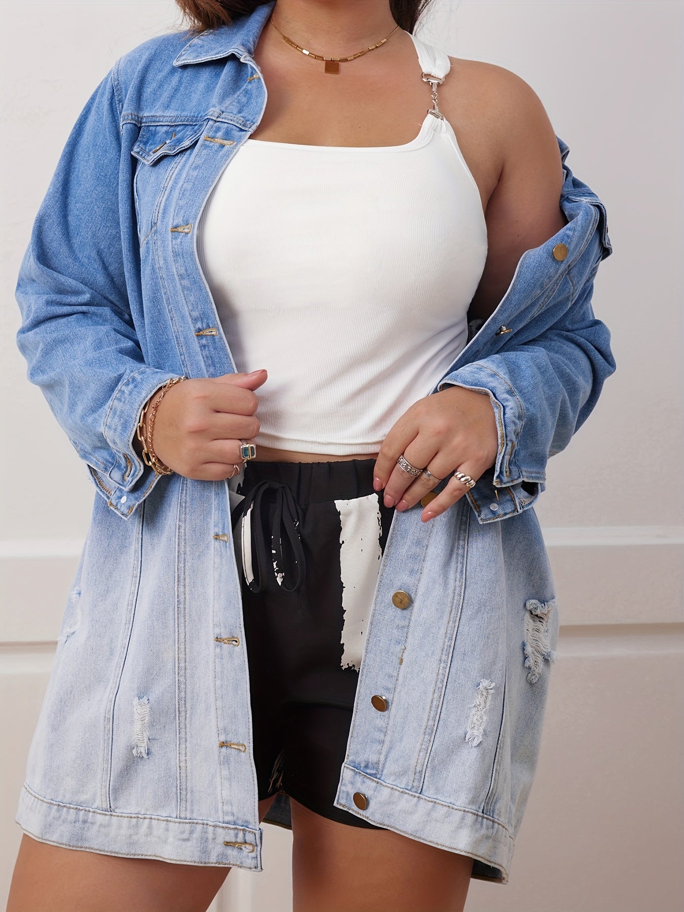  Ombre Ripped Denim Jacket