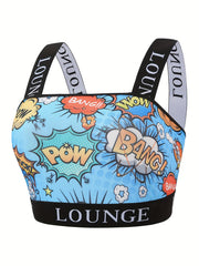  Y2K Bra Women's Plus Pop Art Print Stretch Bralette