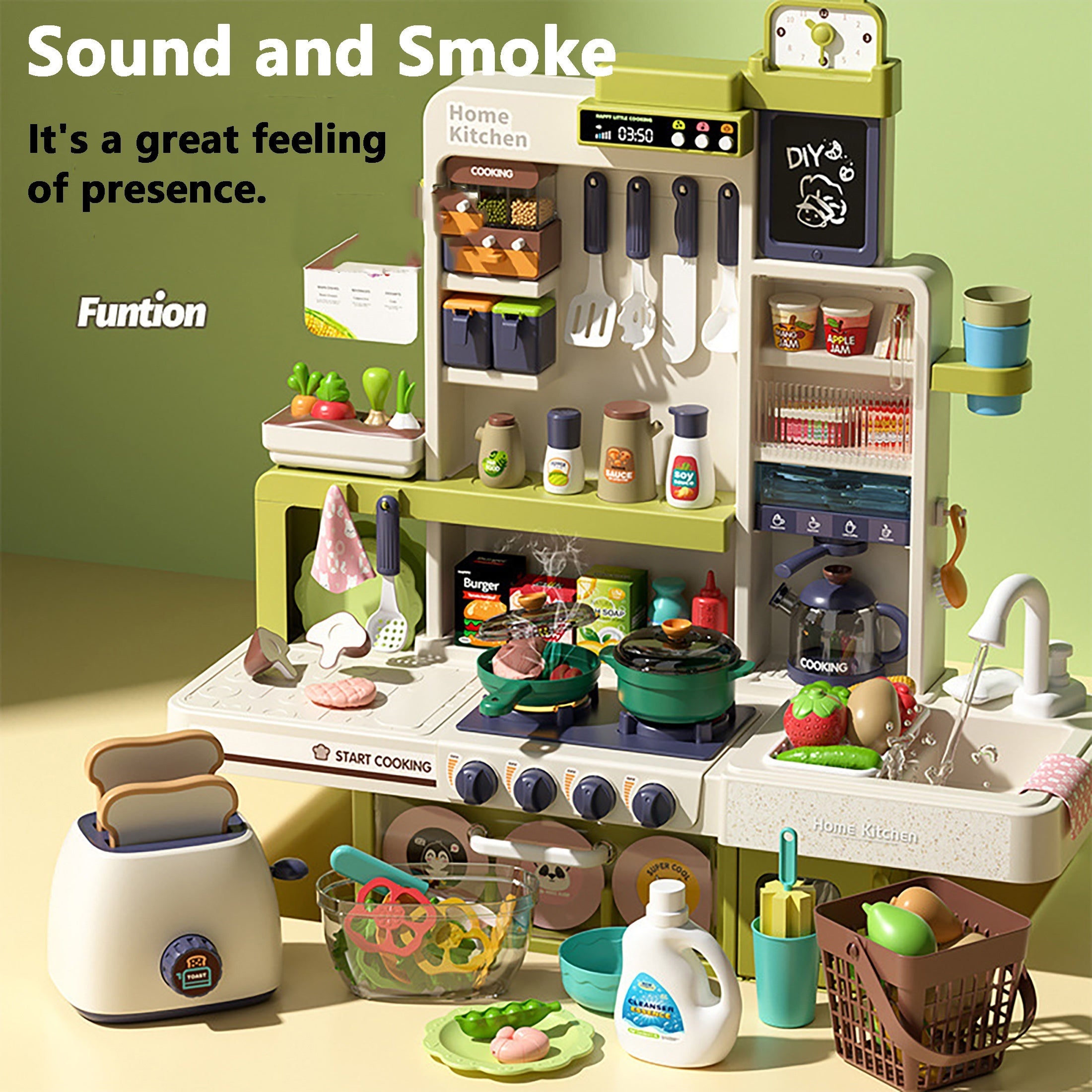 Kids' Cooking Toy Set with Spray Music, Learn to Cook, Birthday Gift