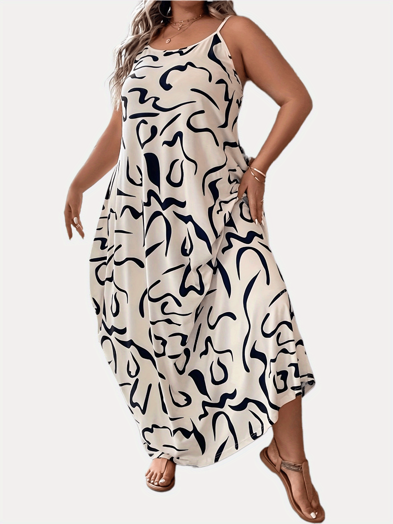  Graffiti Print Maxi Cami Dress