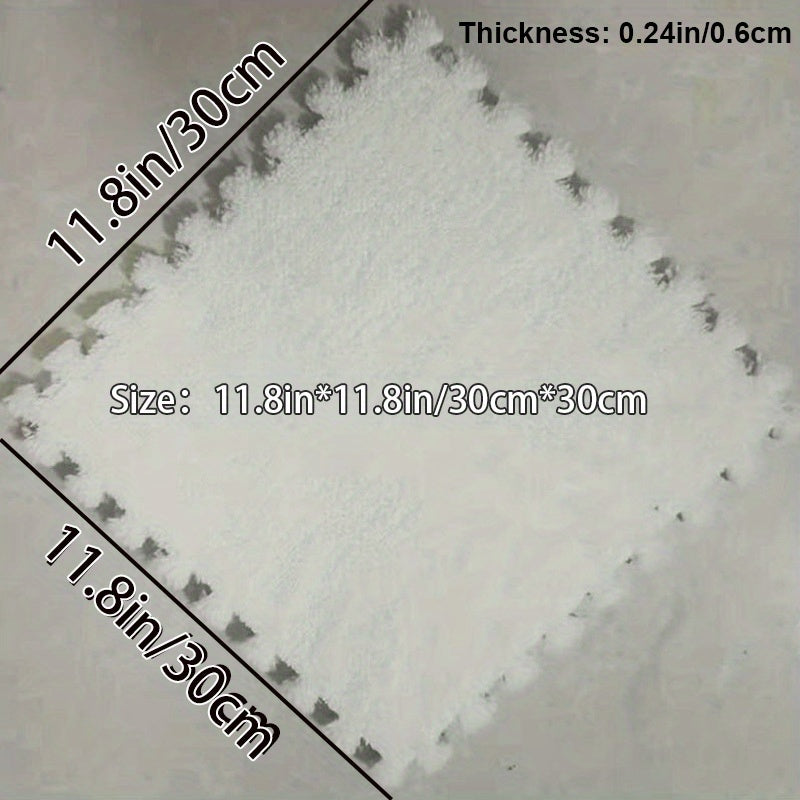 6pcs Interlocking Shaggy Soft Foam Mat Anti-slip Area Rugs