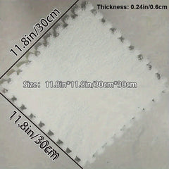 6pcs Interlocking Shaggy Soft Foam Mat Anti-slip Area Rugs