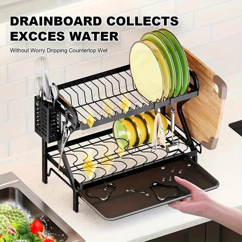 Multifunctional Double layer Bowl Dish Chopsticks Storage Rack