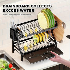 Multifunctional Double layer Bowl Dish Chopsticks Storage Rack
