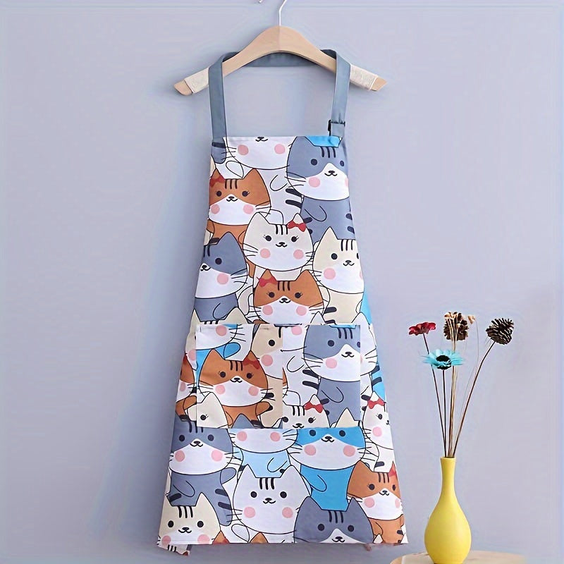 Waterproof Cartoon Cat Kitchen Apron for Home Cooking