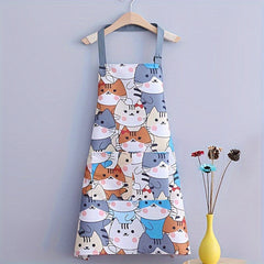 Waterproof Cartoon Cat Kitchen Apron for Home Cooking