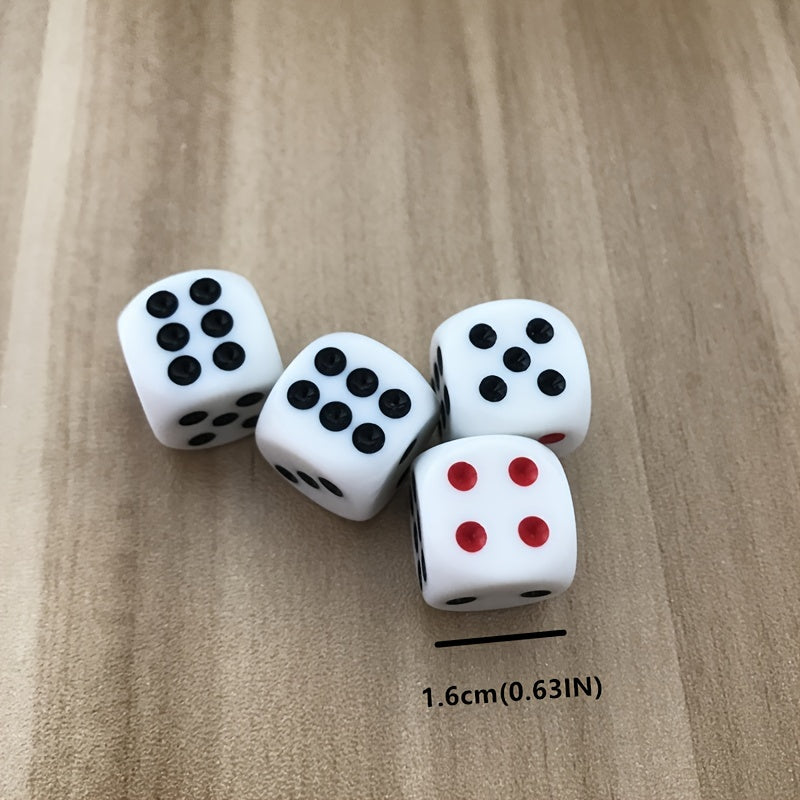 10pcs Acrylic Mahjong Dice Set, Red Dots, Rounded Corner, 10mm, 12mm, 16mm