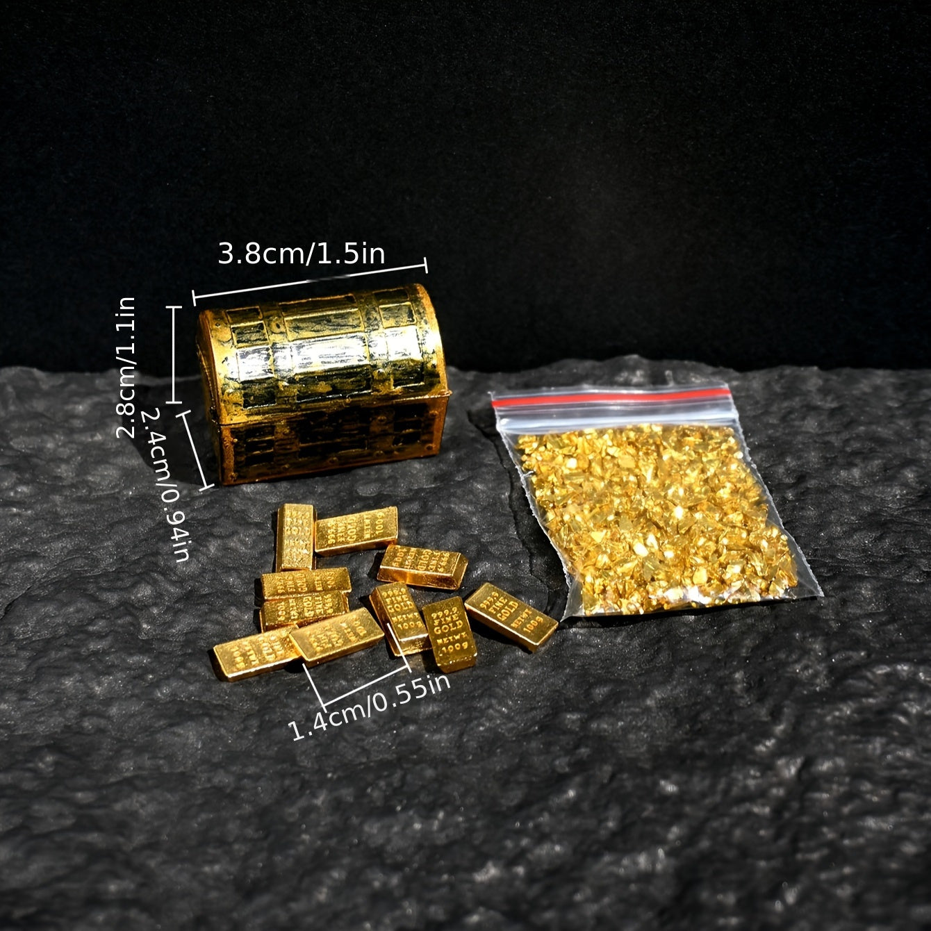 Golden Bar Treasure Box Dollhouse Accessories