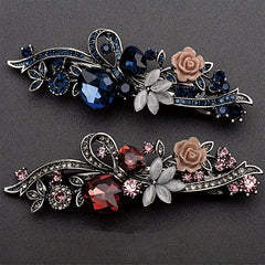 Retro Alloy Rhinestone Bow Hair Clip Crystal Flower Grace Hair Accessories