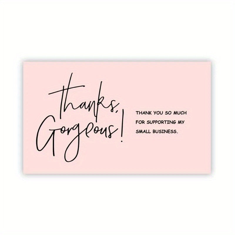 Pink Coated Paper Thank You Card Business Bag Gift Decoration