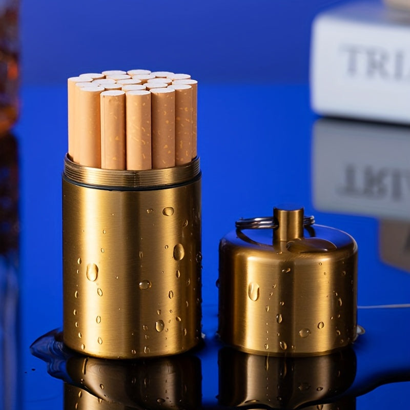 Men's Metal Waterproof Cigarette Case with Keychain