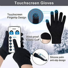Winter Fleece Set Knit Beanie Hat Scarf Touch Screen Gloves