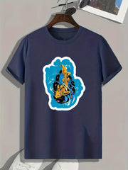 Fish Print Men's Graphic T-shirt for Summer
