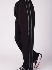  Solid Stitching Elastic Drawstring High Rise Casual Pants