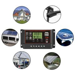 12V 24V Auto LCD Solar Regulator Dual USB 5V