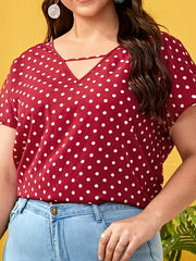  Polka Dot V Neck Blouse