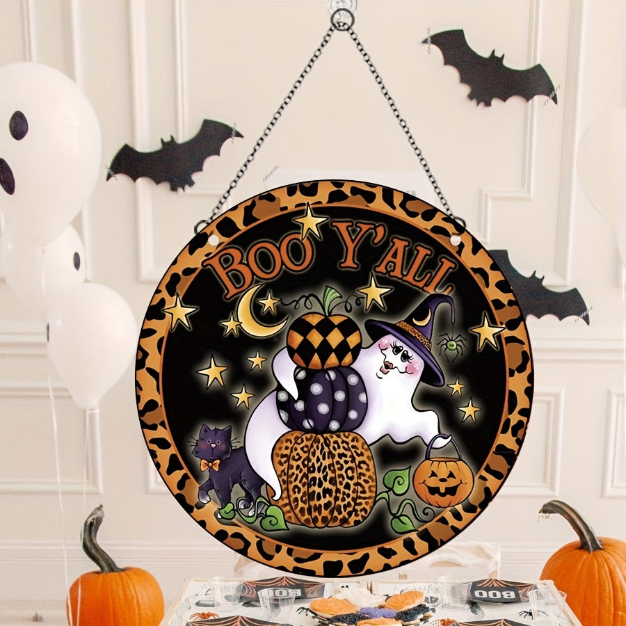 Halloween Window Decoration Ghost Pumpkin Night Party Background