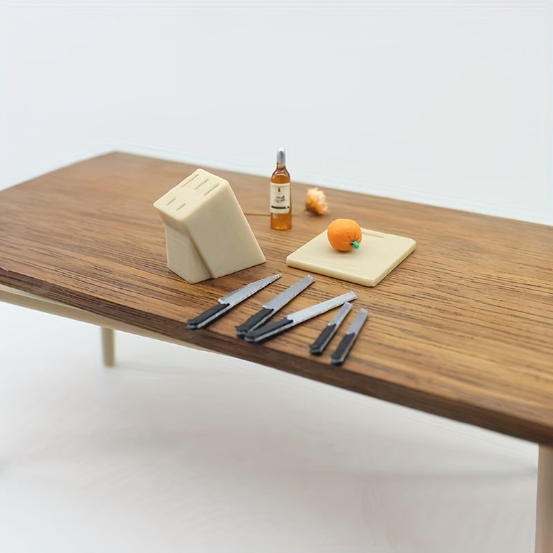 7pcs Dollhouse Accessories Model with Holder and Cutting Board