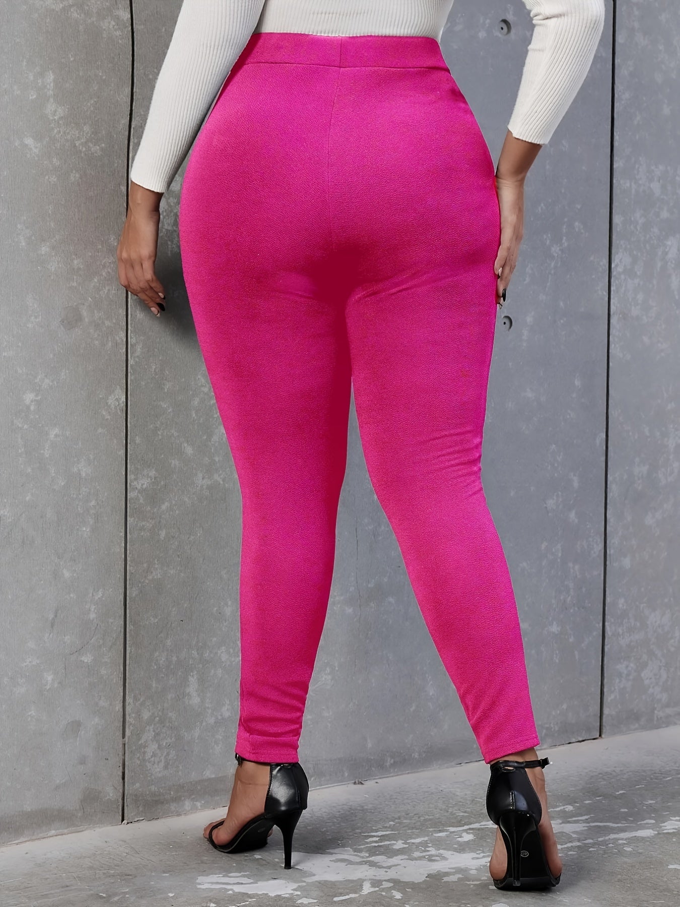  High Rise Double Breast Decor Skinny Pants
