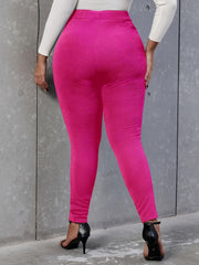  High Rise Double Breast Decor Skinny Pants