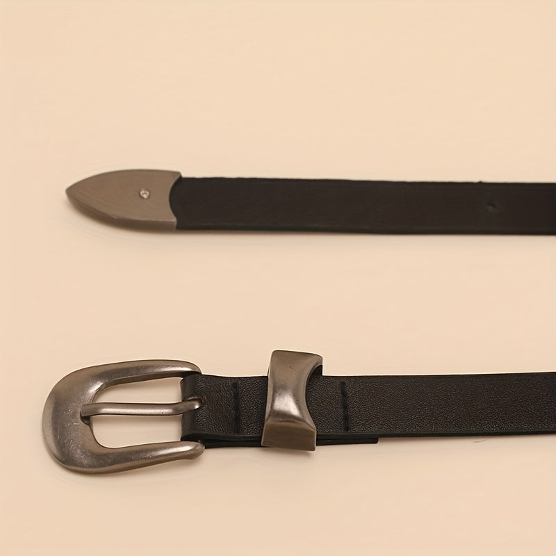 Vintage Oval Buckle PU Belt Hip Hop Women Men